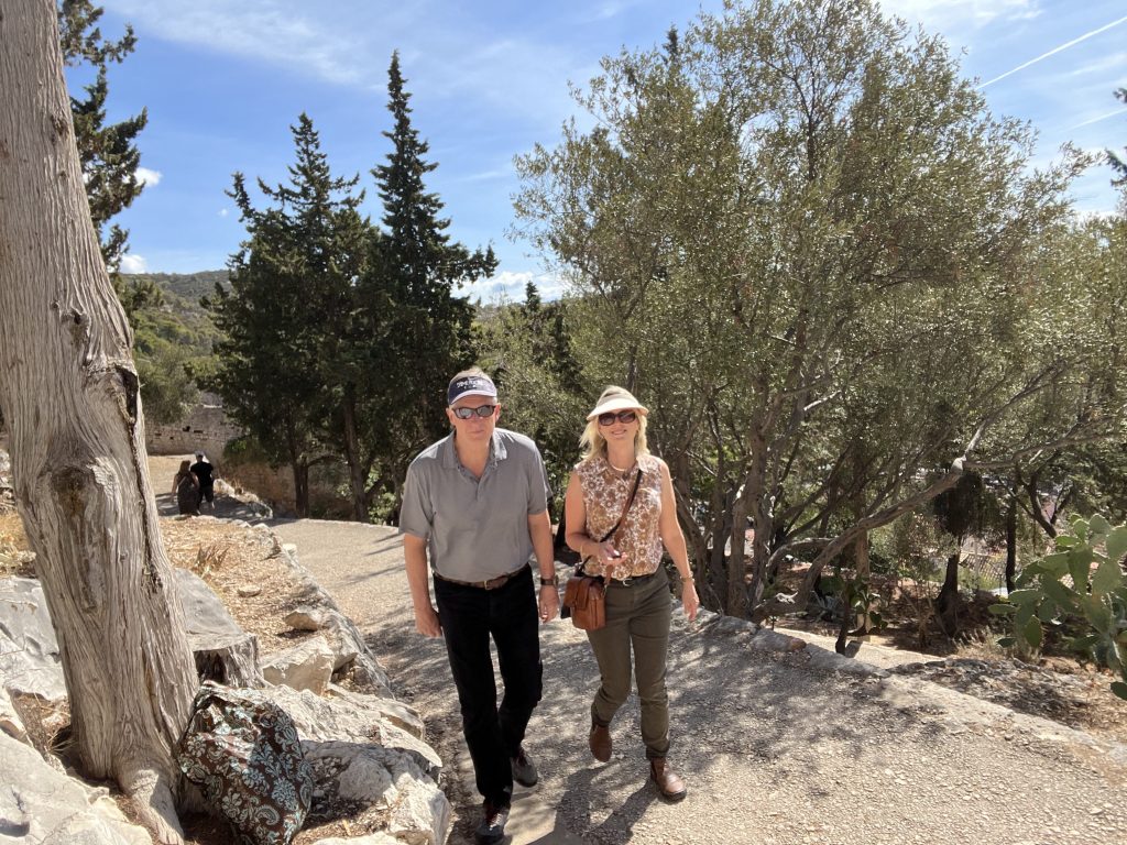 Walking on the path to the Hvar island's fortica through Dr. Josip Avelini Park.